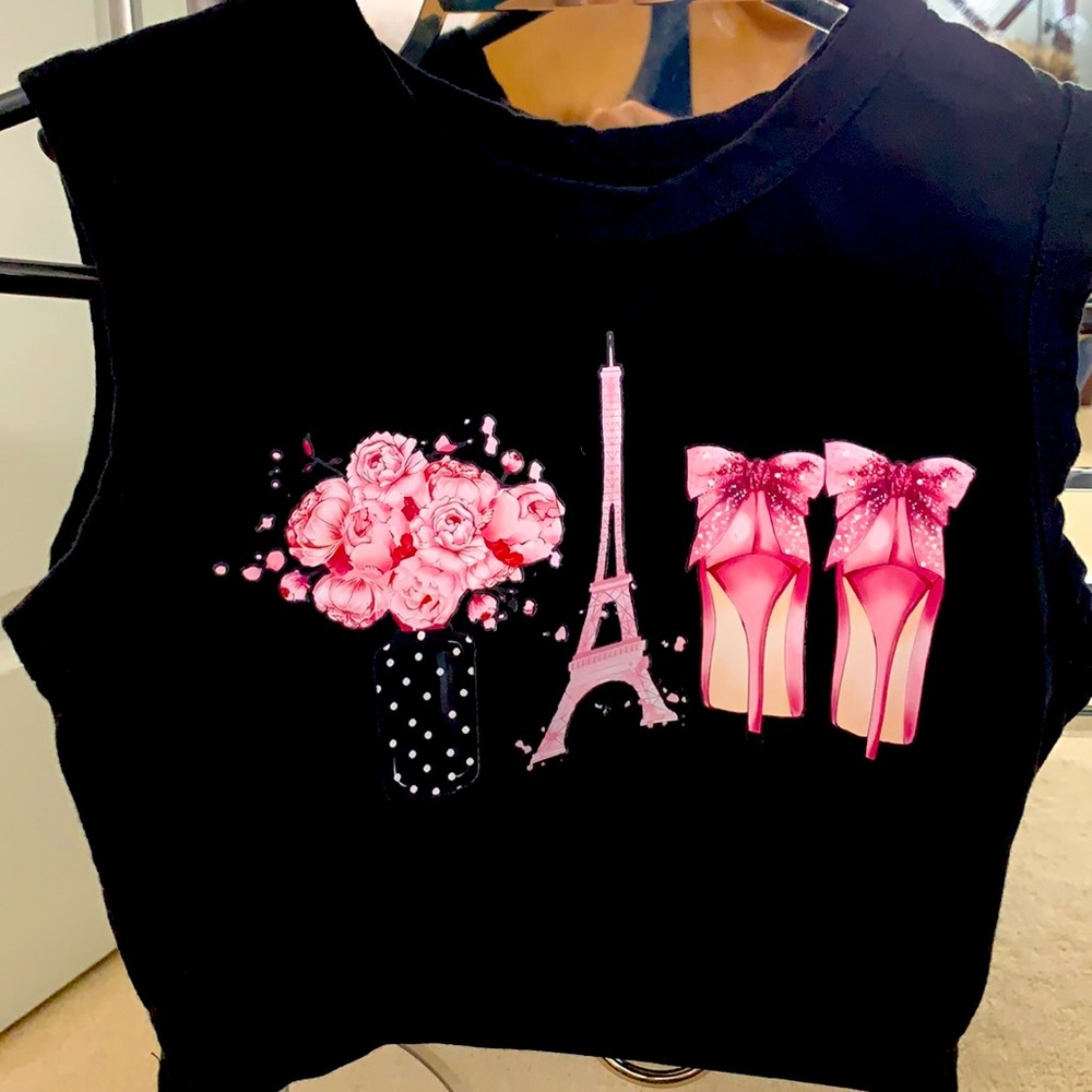 Pink in Paris sleeveless crop top